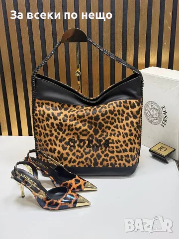 Versace Дамски Леопардови Обувки С Ток Каишка И Златен Връх Код SEM-718, снимка 5 - Дамски обувки на ток - 55972577