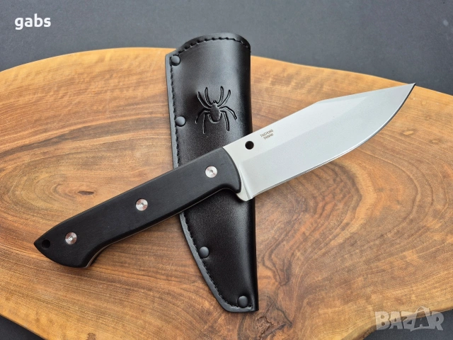Фиксиран нож Spyderco Province FB45GP,фултанг с кожена кания, снимка 2 - Ножове - 53960323