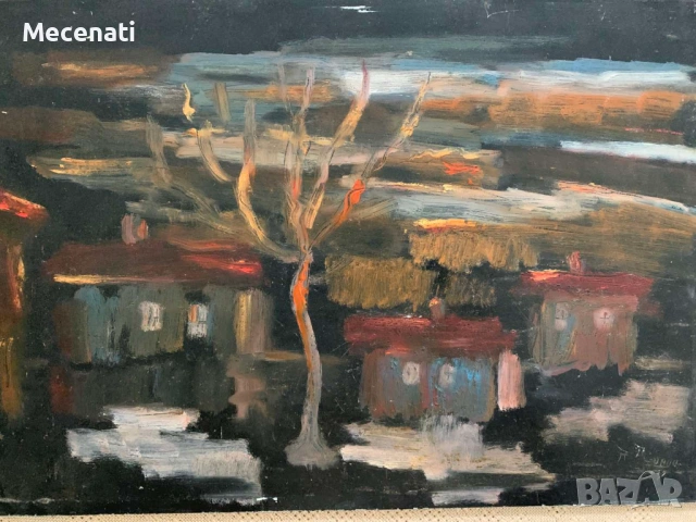 ПЕТЪР ПЕНЧЕВ масло абстракт пейзаж, снимка 5 - Картини - 53099722