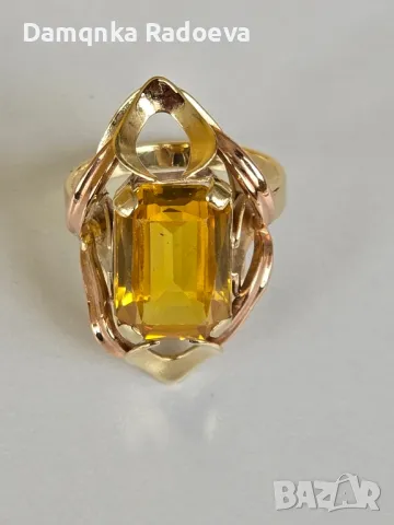 Златен пръстен с Цитрин 14 карата,проба 585, снимка 14 - Пръстени - 47891042