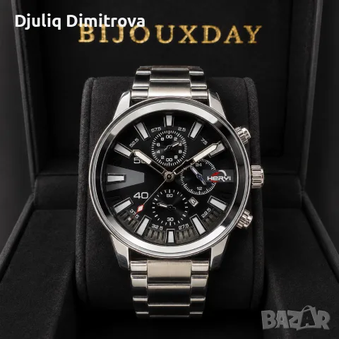 Мъжки часовник HERYI Chrono Black – спортно-елегантен черен циферблат