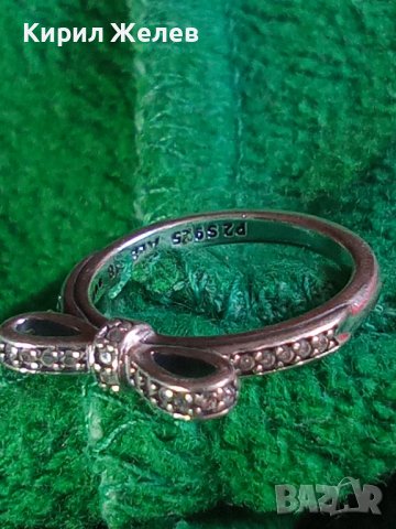 PANDORA Скъпоценен СРЕБЪРЕН ПРЪСТЕН ПАНДЕЛКА РОДИРАНО СРЕБРО Маркиран P2 S 925 ALE 48 ПАНДОРА 32377 , снимка 2 - Пръстени - 38332731