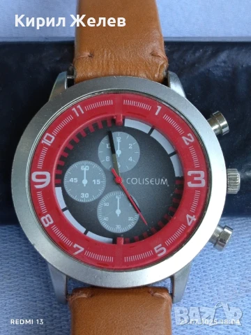 Фешън модел мъжки часовник COLISEUM работи кожена каишка перфектен 11123, снимка 2 - Мъжки - 51095308