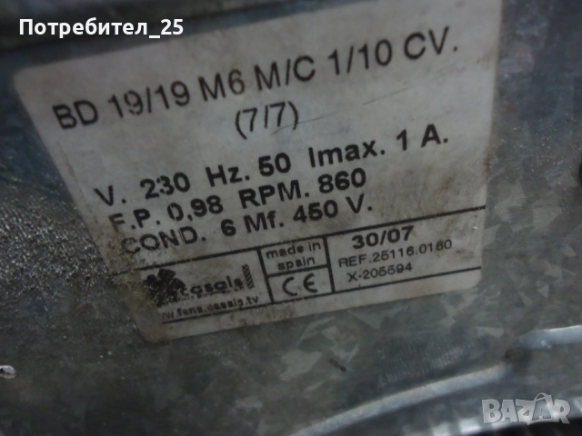 Монофазна турбина за вентилация, снимка 3 - Електродвигатели - 51839015