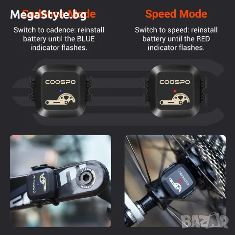 Безжичен Сензор за Скорост и Каданс Coospo BK467 (2-в-1) – Bluetooth и ANT+, снимка 5 - Аксесоари за велосипеди - 55751632
