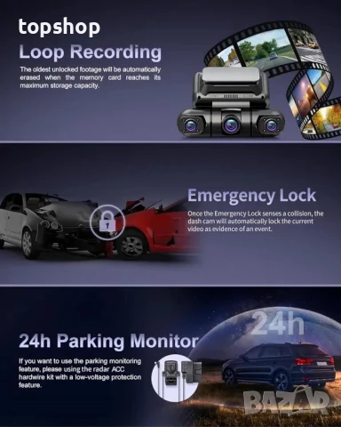 Най добрата 4-канална Даш камера Rhorawill R6, GPS WiFi, нощно виждане, 128GB Карта, ПРОМОЦИЯ, снимка 7 - Аксесоари и консумативи - 50542581