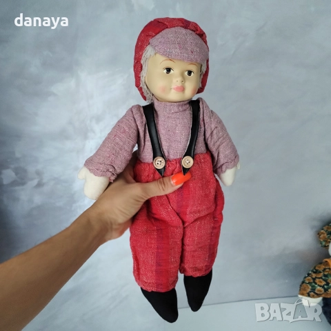 6102 Винтидж кукла за декорация с ретро дрехи и пясъчна основа, 39 см, снимка 2 - Декорация за дома - 51446230
