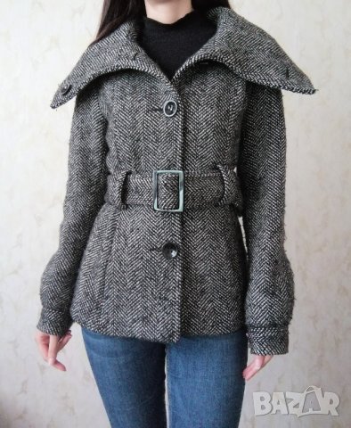 H&M дамско вълнено палто-яке с колан на талията р-р S (EU 36) , снимка 2 - Якета - 42879419