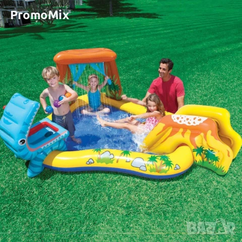 Детски надуваем басейн с пързалка Intex 57444NP Dinosaur Play Center 4в1 Надуваем център