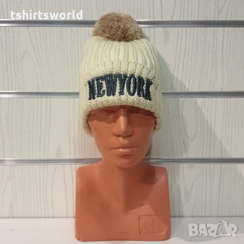 Нова зимна шапка Ню Йорк с помпон/пух, снимка 6 - Шапки - 35463004