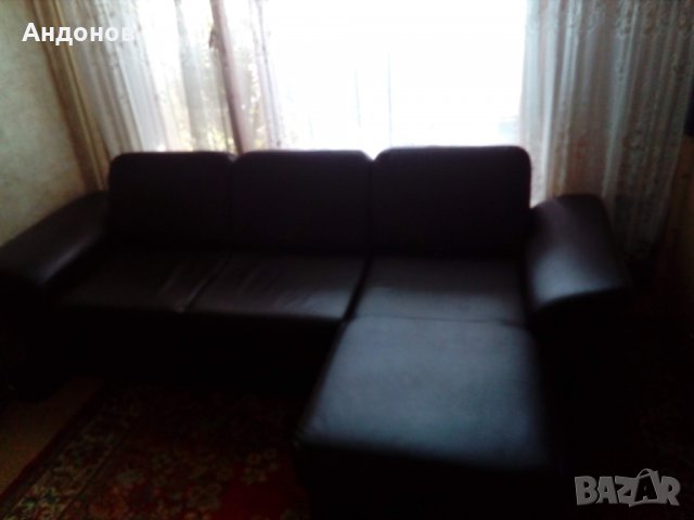 Ъглов кожен диван , снимка 1 - Дивани и мека мебел - 34202858