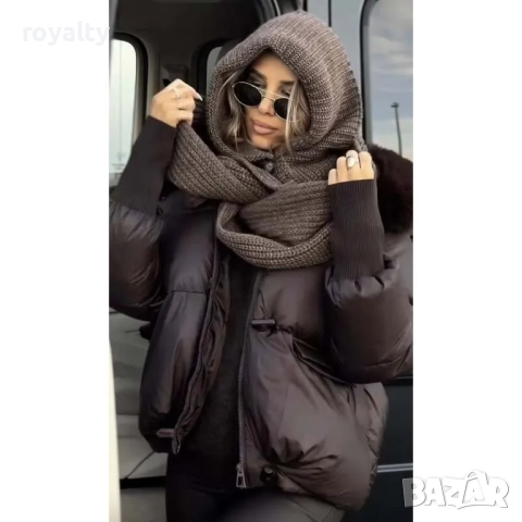 Зимно дамско яке с еко-кожа и качулка, снимка 4 - Якета - 52528400