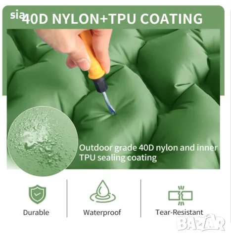 Надуваем матрак с вградена помпа, Надуваема постелка, 196/68/9 см, снимка 3 - Надуваеми легла - 49209162