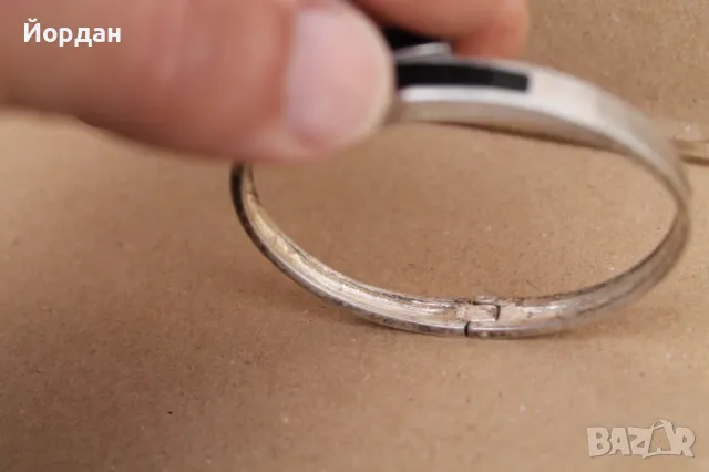 Дамска сребърна гривна с оникс, снимка 5 - Гривни - 49771309