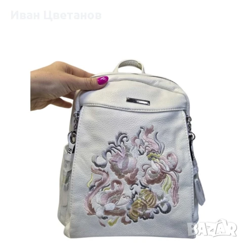Елегантна и стилна дамска раница с флорална бродерия, снимка 7 - Раници - 50653915