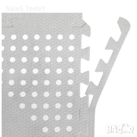 Килим Подов пъзел, Сив на бели точки, 61.5x61.5x0.9cm, 4 бр., EVA пяна, снимка 2 - Килими - 42820488