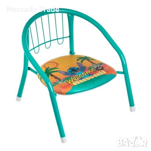 Детско метално столче с дизайн Stitch в цвят мента и оранжево