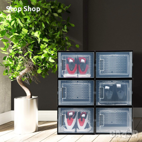  органайзер за съхранение на обувки, кутии за съхранение на обувки, прозрачна пластмасова кутия за о, снимка 5 - Шкафове - 44716037