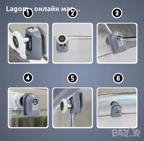 Комплект от 8 ролки за душ кабина, лесен за преместване тип лагер, регулируеми, снимка 6 - Други стоки за дома - 52549662