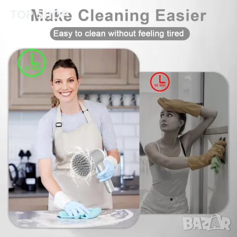 Електрическа почистваща четка GRUTTI, безжична центрофуга с 5 глави на четка, с 2 скорости, снимка 8 - Мопове, кофи, четки и метли - 49866168