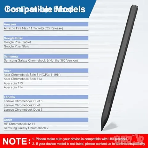 Нов Магнитен Stylus Pen за Chromebook, Google Pixel Tablet, Fire Max 11 Писалка таблет, снимка 3 - Друга електроника - 48986790