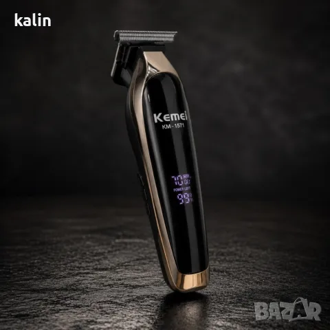 Професионална машинка Kemei KM-1571 - За коса и брада с LCD дисплей, USB Type-C, 7000 RPM и до 270 