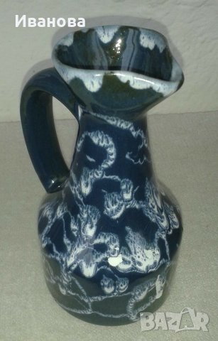 Автентична ваза -стомна от цветен порцеллан и керамично дъно, снимка 4 - Вази - 30770847