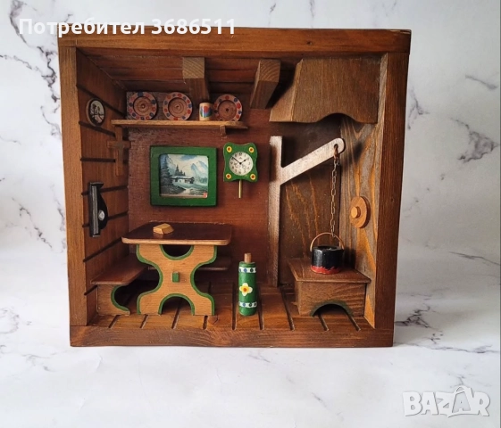 Дървена стая с вградени миниатюри