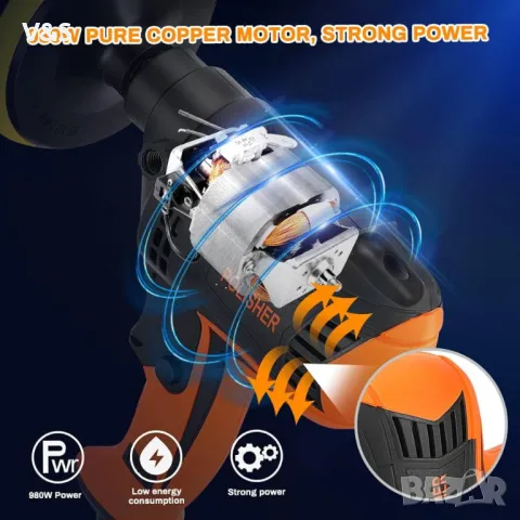  полираща машина  980W, Машини за полиране на мебели за автомобили Преносим комплект , снимка 6 - Бормашини - 48169950