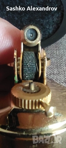 Ретро настолна запалка с позлатен механизъм и маркировка К , снимка 7 - Запалки - 54240087