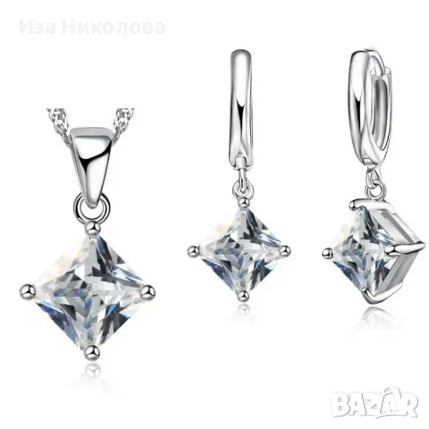 Сребърни комплекти обици и колие, снимка 3 - Бижутерийни комплекти - 50316676