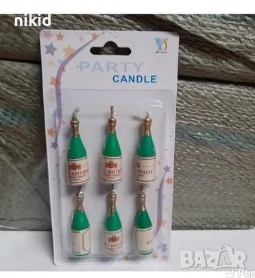 6 бутилки бутилка шише шампанско свещи свещ топери топер за торта Рожден ден детско парти, снимка 2 - Други - 42575676
