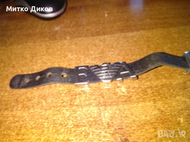 Emporio Armani гривна маркова естествена кожа със сребърни орнаменти, снимка 8 - Гривни - 51515482