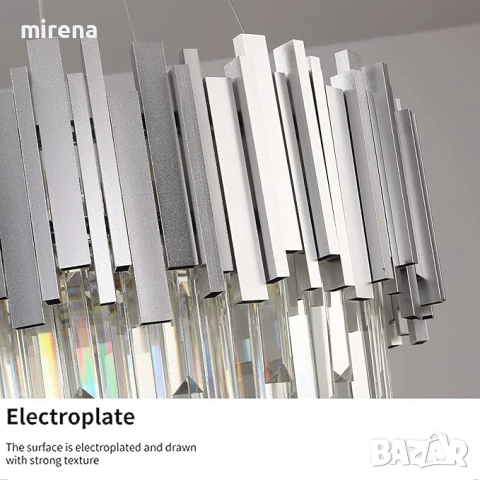 Модерен полилей с кристално осветително тяло, златен, сребърен, снимка 5 - Лампи за таван - 51556521