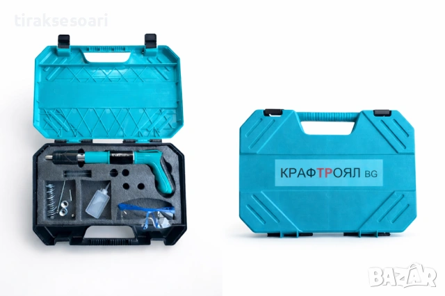 Ръчен пистолет за пирони KRAFTROYAL + 100 броя за бетон, метал и дърво, снимка 4 - Други инструменти - 53024381