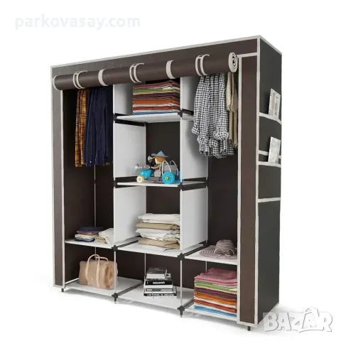 Текстилен гардероб 130×175 см – 8 рафта, 5 цвята, снимка 2 - Гардероби - 55906119