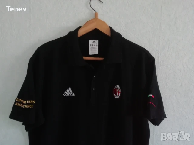 AC Milan Adidas 2XL памучна оригинална поло черна тениска Милан Supporters XXL , снимка 4 - Тениски - 50569795