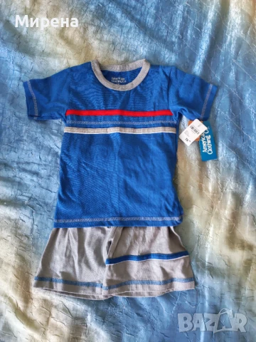 Нов комплект за момче - тениска с шорти, размер 1-2 години,