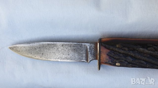 Стар нож Солинген с кания, снимка 3 - Антикварни и старинни предмети - 42866595