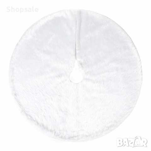 Бяла кръгла плюшена подложка за коледно дърво,елегантна украса за празничния декор., снимка 2 - Декорация за дома - 52485764