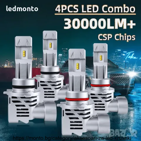 LED Крушки H7, H4, H1, HB3, HB4 - 15000LM, 110W