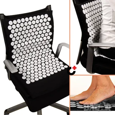 Масажно килимче с възглавница черно и сиво , снимка 7 - Масажори - 49411458