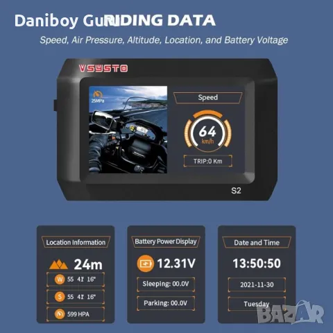 VSYSTO S2F видеорегистратор Мотоциклетна камера  Предна и задна двойна 1080p 150°  Спортна камера, снимка 3 - Аксесоари и консумативи - 50188835