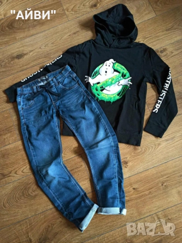 H&M детски еластични дънки и блузка, снимка 3 - Детски панталони и дънки - 52640368