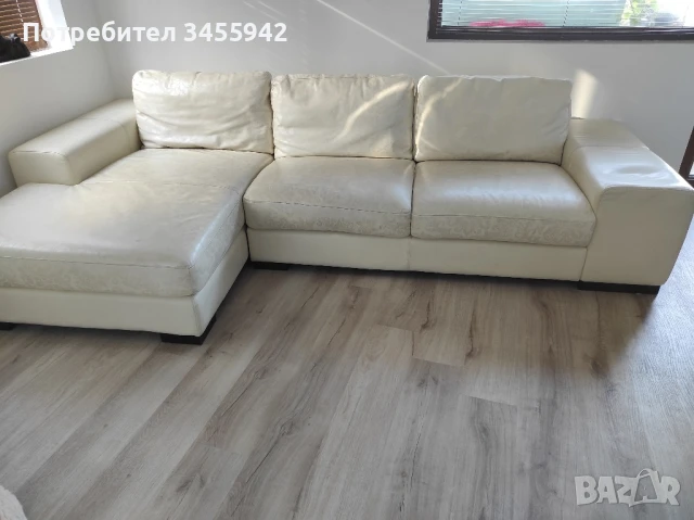 Кожен ъглов диван 