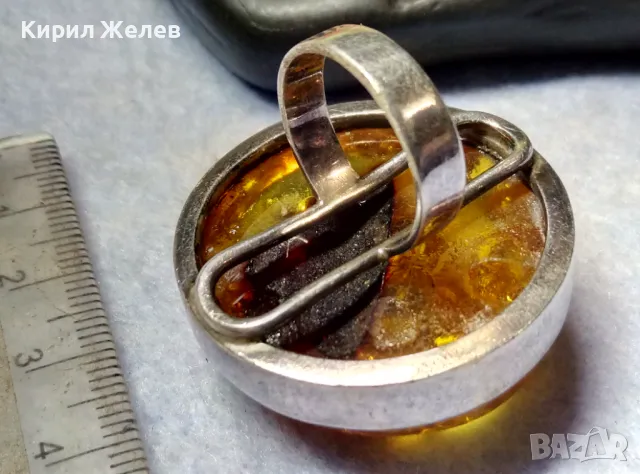 ВЕЛИКОЛЕПЕН СРЕБЪРЕН ПРЪСТЕН СРЕБРО ВИСОКА ПРОБА с ОГРОМЕН БАЛТИЙСКИ 100% НАТУРАЛЕН КЕХЛИБАР 42000, снимка 5 - Пръстени - 49913259
