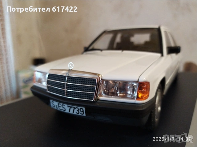 1:18 Метален модел на Mercedes Benz 190E W201-  Norev, снимка 4 - Колекции - 53022820