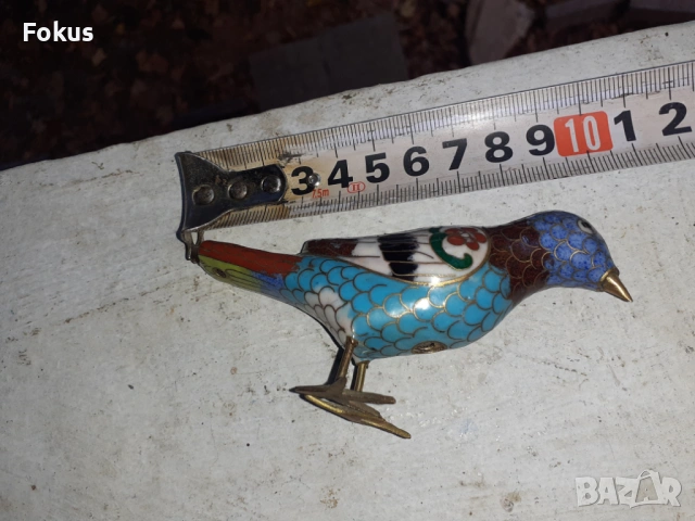 Пиленце клоазоне бронз клетъчен емайл, снимка 3 - Антикварни и старинни предмети - 53294471