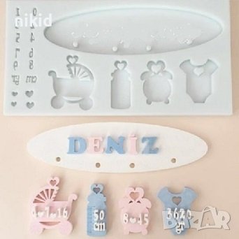 Грамадно бебешко бебе пано визитка за тегло дата боди количка кантар силиконов молд форма калъп гипс, снимка 6 - Форми - 36825300