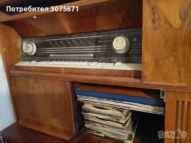 Ретро радиограмофон „Хармония 103“ + плочи, снимка 4 - Грамофони - 55944006